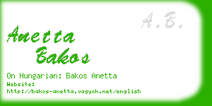 anetta bakos business card